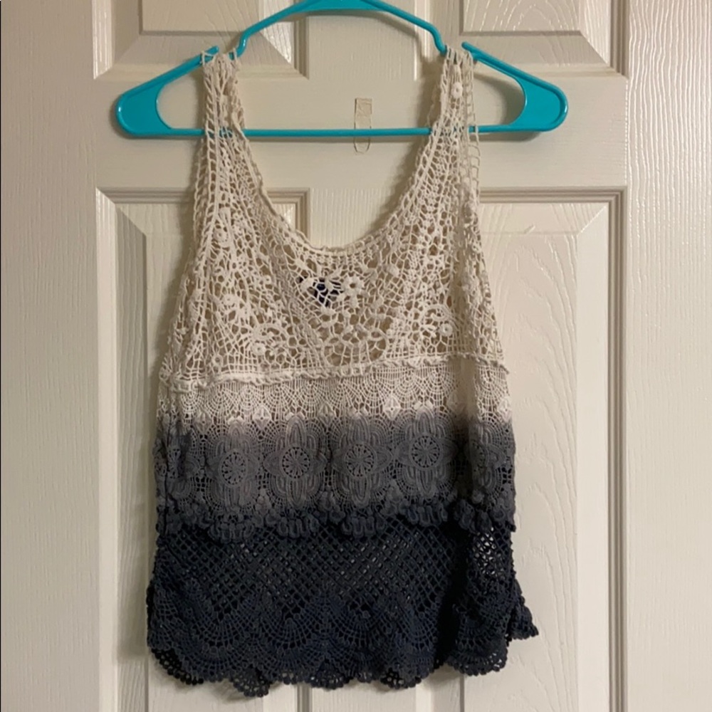 Cream to gray ombré tank